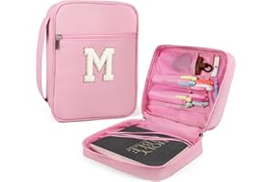 Bible Covers for Girls, Fruobeyla Pink Bible Cases for Woman PU Leather Bible Carrying Case for Women, Large Book Cover with Handle and Zippered Pocket for Kids, 10.2" X 7.8" X 2.6" Pink (Letter M)