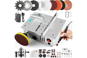 NICKLAUA Mini table Saw,mini Table Saws for Crafts, Mini Multi Functional Table Saw, Dual-motor control for cutting, grinding,engraving and drilling.Speed & Angle Adjustable,for Wood/PCB/Acrylic/Plastic