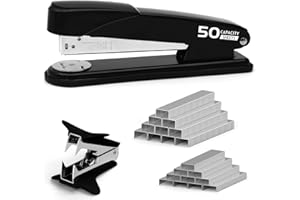 UPSIME Metal Stapler Heavy Duty 50 Sheet Capacity with 2000 Staples and Staple Remover, No Jam, Non-Slip Stapler for Desk, Black Office Supplies for Teacher, Office Clerks