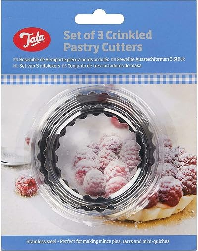 Tala Stainless Steel Crinkled Cutters Set of 3 for Pastry Cookies Scones