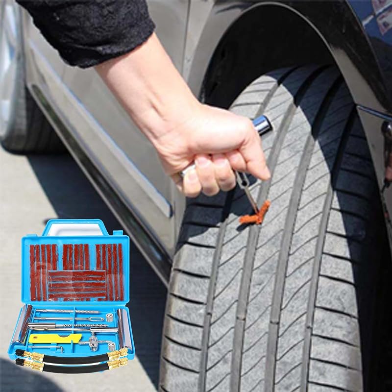 Kit de réparation de Pneu de Voiture 32 pièces - Outil de réparation de crevaison pour Voiture, Moto, Tracteur, Camping-Car