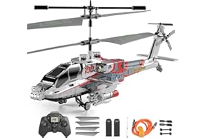 XIKOTEC Helicopter, RC Helicopter Military, Remote Control Helicopter, Flying Helicopter Toy 2.4GHz, 3.5 Channels, Gyro & LED Light, Altitude Hold, RC Helicopters for Kids Adults Beginner (Silvery)