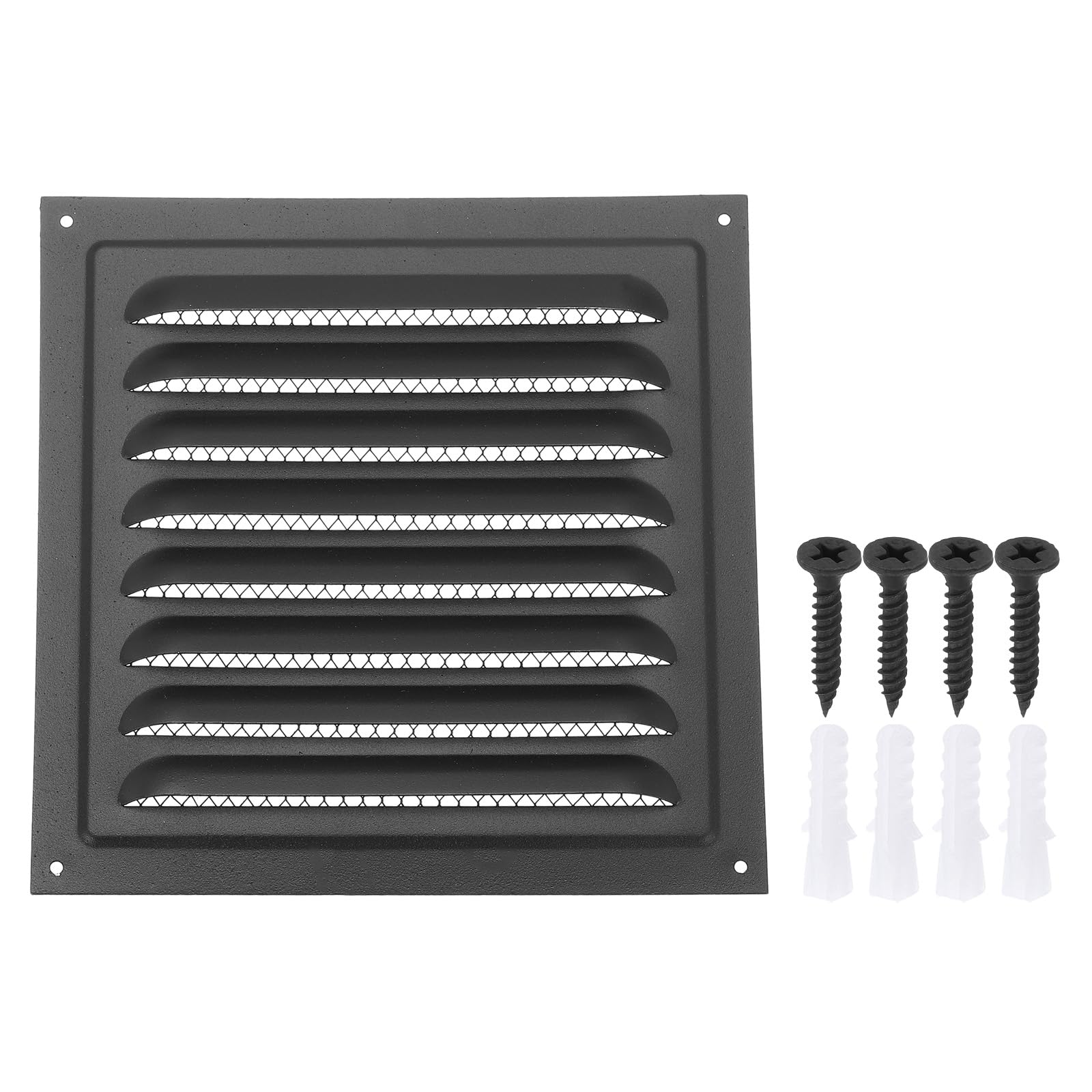 PATIKIL 8"x8" Stainless Steel Gable Vent, Exterior Wall Outlet Vent Cover HVAC Air Grille Louvered Screen Mesh for Kitchen Bathroom Ventilation, Black