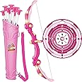 Bow and Arrow Toys with LED Light Up Archery, Birthday Gift for Girls 5 6 7 8 9 10 11 12 Year Old, Christmas Indoor Outdoor Activity Toy for Kids Girls Ages 6-8, 10 Suction Cup Arrows, Target, Quiver