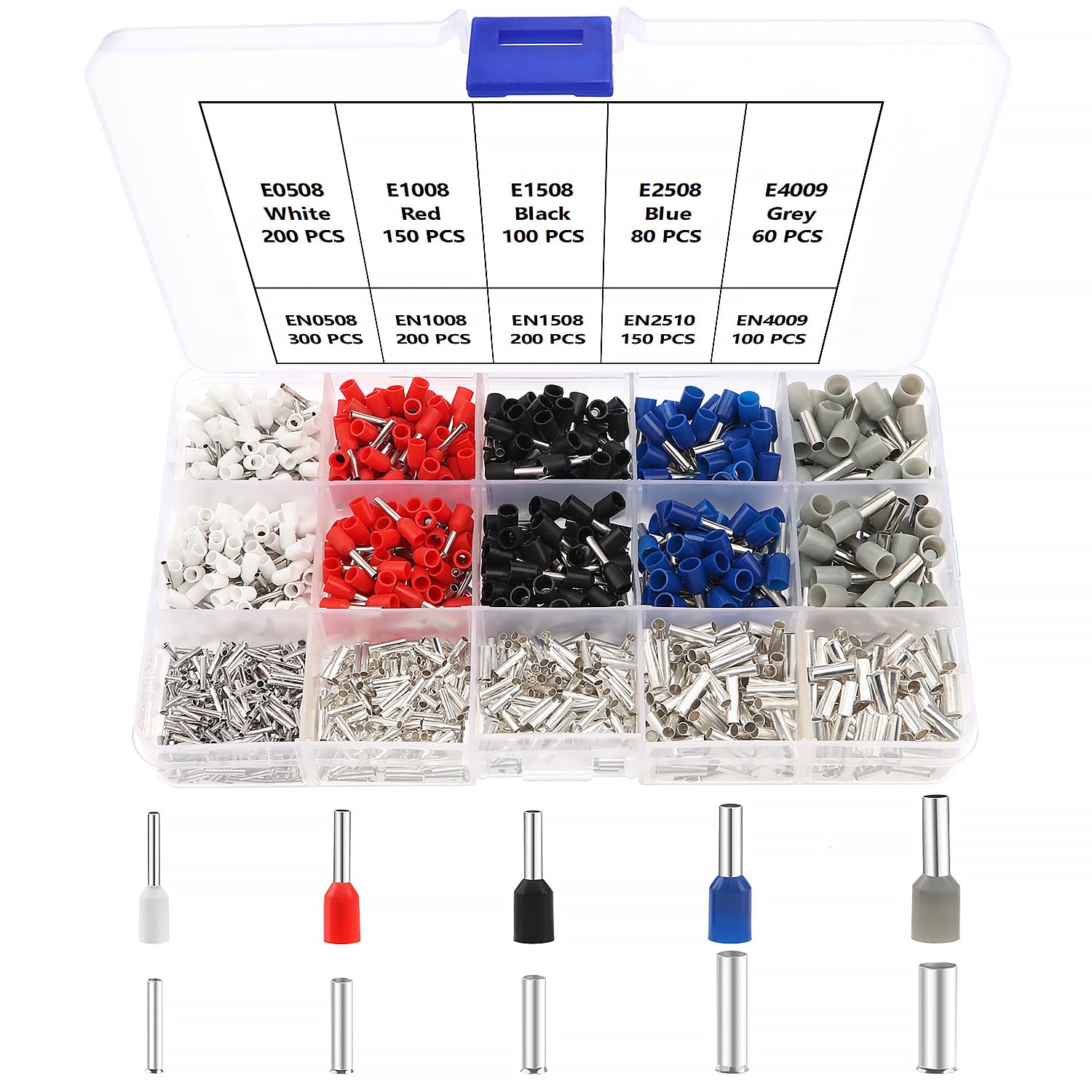 YIXISI 1540 PCS Wire Ferrules Kit, Insulated Cord Pin End Terminal Ferrules, Uninsulated Wire Ferrules Cable Cord Pin End, for Electronic Equipment, AWG 22-12 — image 1