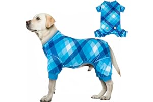 KYEESE Dog Pajamas Large Sized Dog Comfy Pet Clothes Lightweight Pjs Stretchy Onesie Soft Coat Velvet Jammies,Blue, XXX-Large