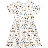 Girls Dresses Sundress Kids Short Sleeve Casual A Line Dresses