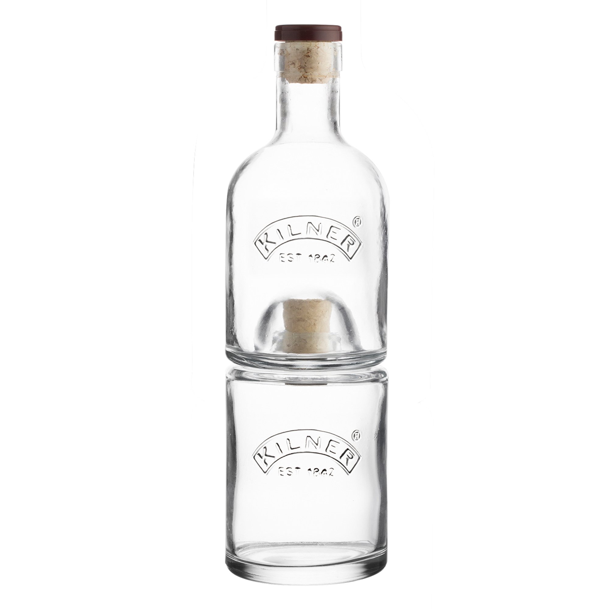 Kilner 25.838 2 Piece Stackable Bottle Set Ideal for Storing Oil and Vinegar or Whisky and Water, 10.1 x 10.1 x 30.5 cm