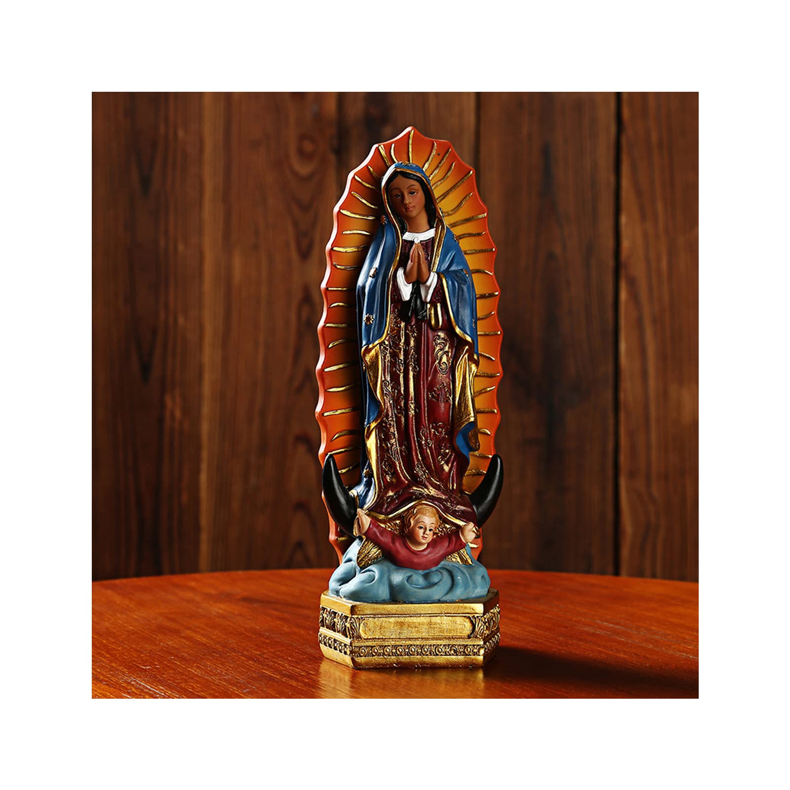 Resin Statue of Our Lady of Guadalupe, 8in Mary Statue Catholic, Our Lady of Guadalupe Figurine for Tabletop Decoration, Religious Gift, Decoration