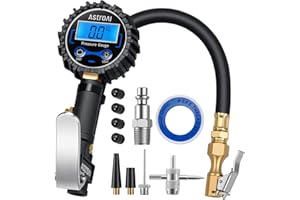 AstroAI Digital Tire Pressure Gauge with Inflator(3-250 PSI 0.1 for Display Resolution), Heavy Duty Air Chuck and Compressor Accessories with Rubber Hose and Quick Connect Coupler, Blue