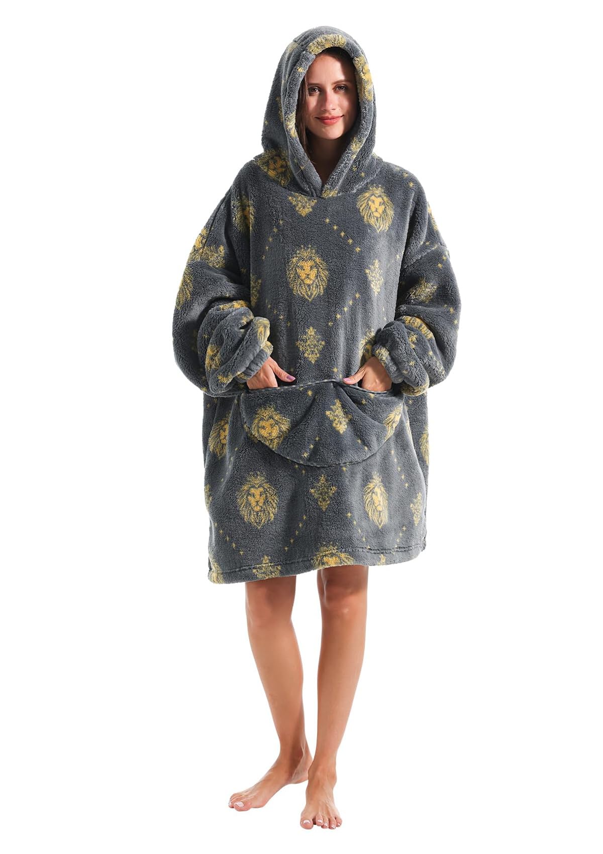 Oversized Blanket Hoodie for Women and Men - Sherpa Fleece Thick Warm Hoodie with Giant Pocket Super Cozy Wearable Blanket Hoodie for Teens