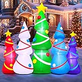KOOY 6.5FT Long Christmas Inflatable Tree Set Outdoor Decoration Giant Christmas Inflatable Tree Blow up Yard Decorations with LED Lights for Xmas Holiday Decor Party Yard Garden Lawn