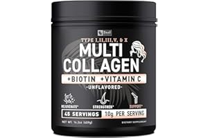 ZEAL NATURALS Premium Multi Collagen Peptides Protein Powder (1, 2, 3, 5 & 10) with Vitamin C, Biotin, Hyaluronic Acid, for Hair Skin and Nails - Marine, Bovine, Chicken & Eggshell (Unflavored, 45 Servings)