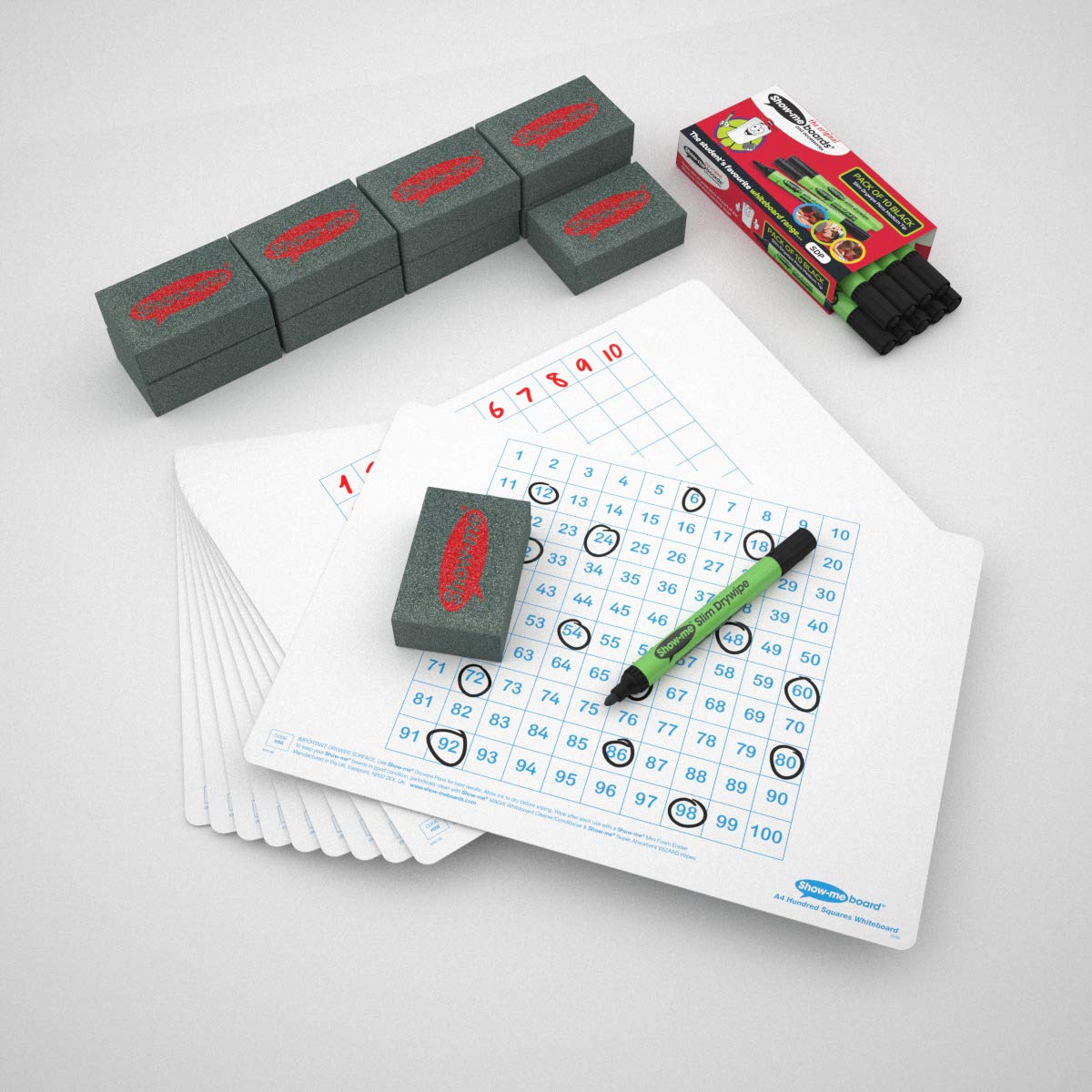 Show-me HSB10A A4 Hundred Square Gridded Boards, Small Kit (Pack of 10)