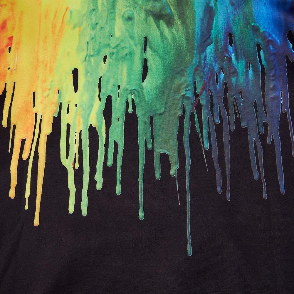 Boy\'s Designer Hoodies Colorful Paint Rainbow Crew Neck Thick Slippery Fashion Sweatshirts with Big Pocket Premium Quality Sweater for Gym School Daily (Black Melting,S)