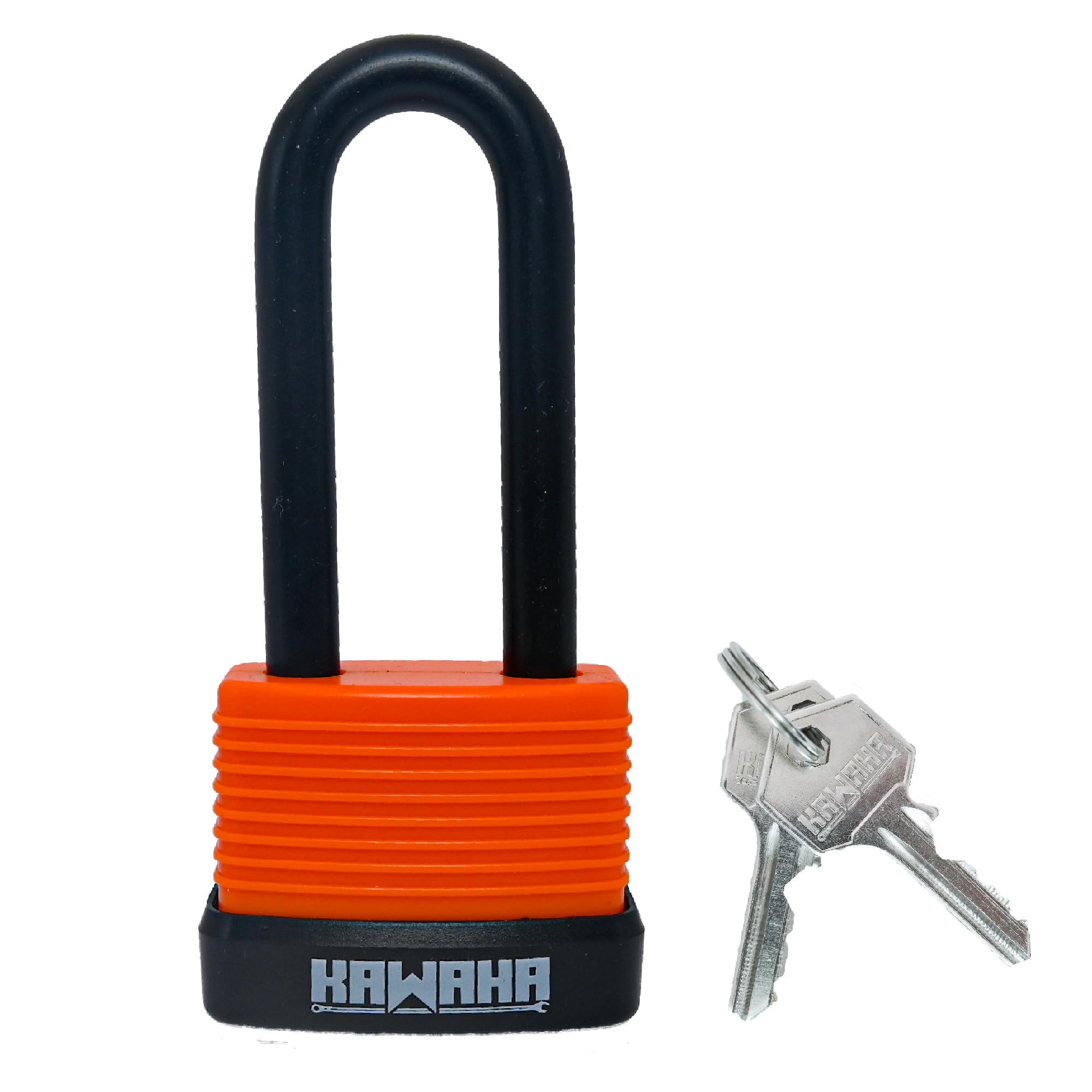 KAWAHA 92/40L-4P Waterproof Aluminum Long Shackle Padlocks with Key (Lightweight, Sturdy, Keyed Alike, Aluminum Body with Thermoplastic Case) for Garage, Fence, Shed, Yard, Outdoor (1.75 in.)*4
