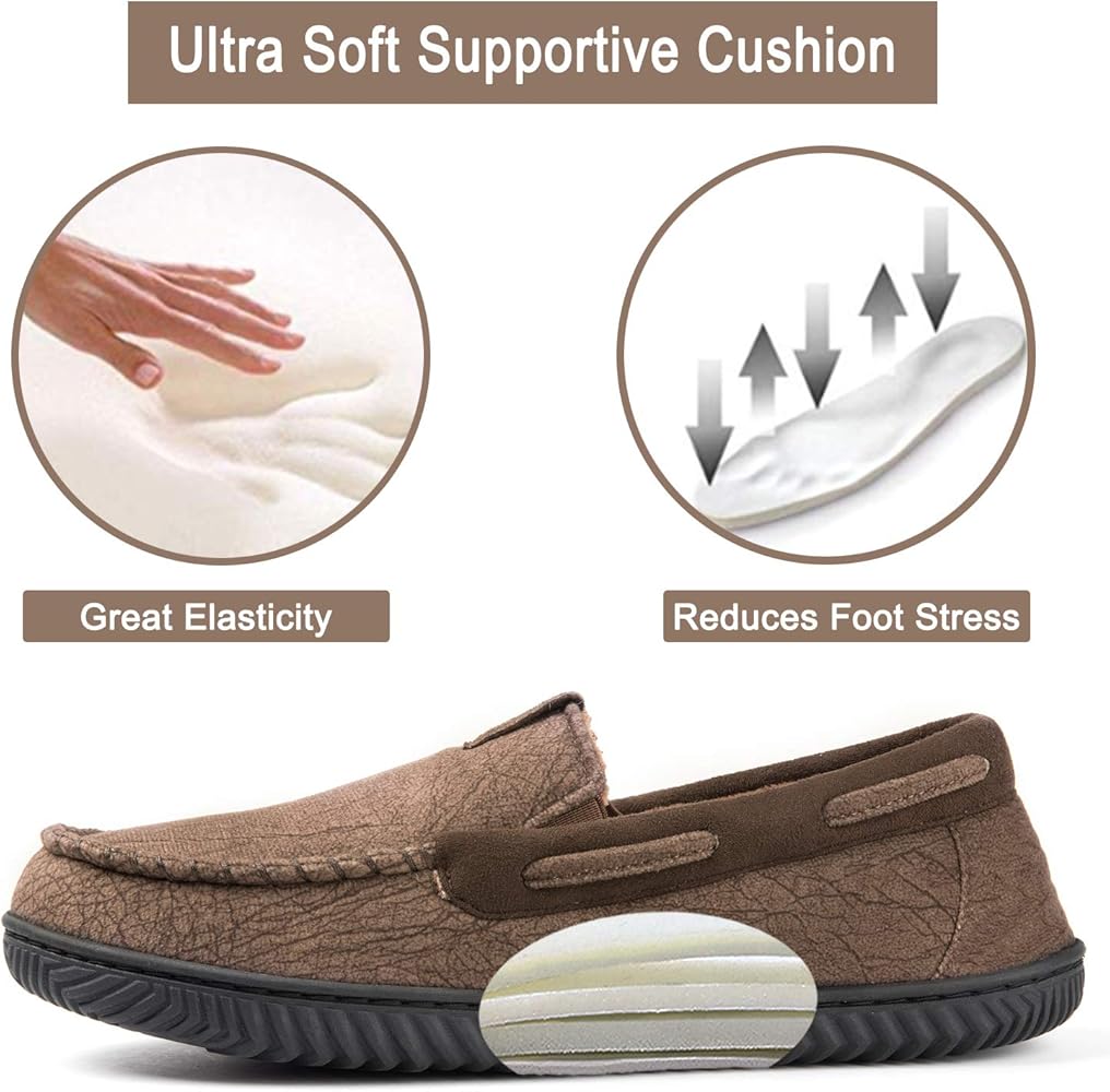 mens memory foam moccasin slippers