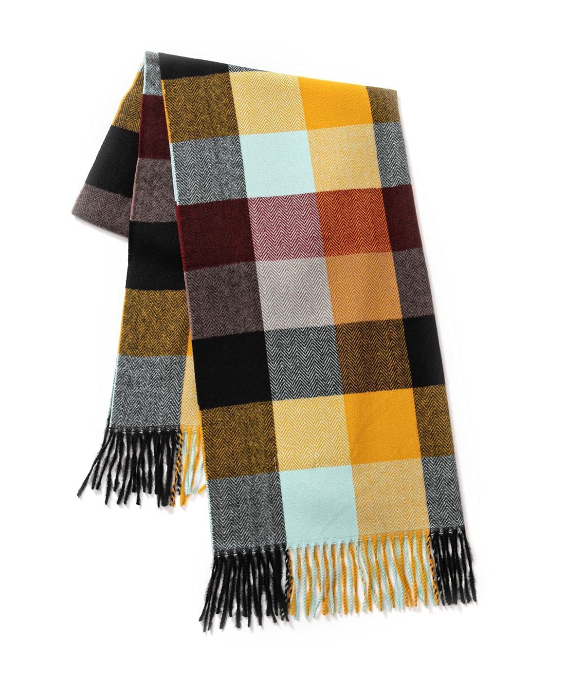 Villand Women's Wool Scarf - Cashmere Feel Winter Checked Scarves for Women, Large Soft Thick Shawls and Wraps with Gift Box