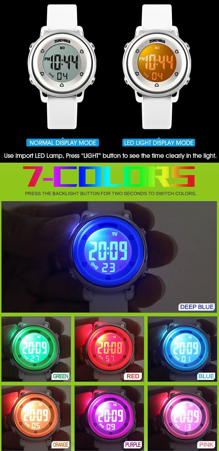 Fanmis Multifunction Digital LED Watches Water Resistant Children Girls Boys Outlook Sports Watch Green: Watches