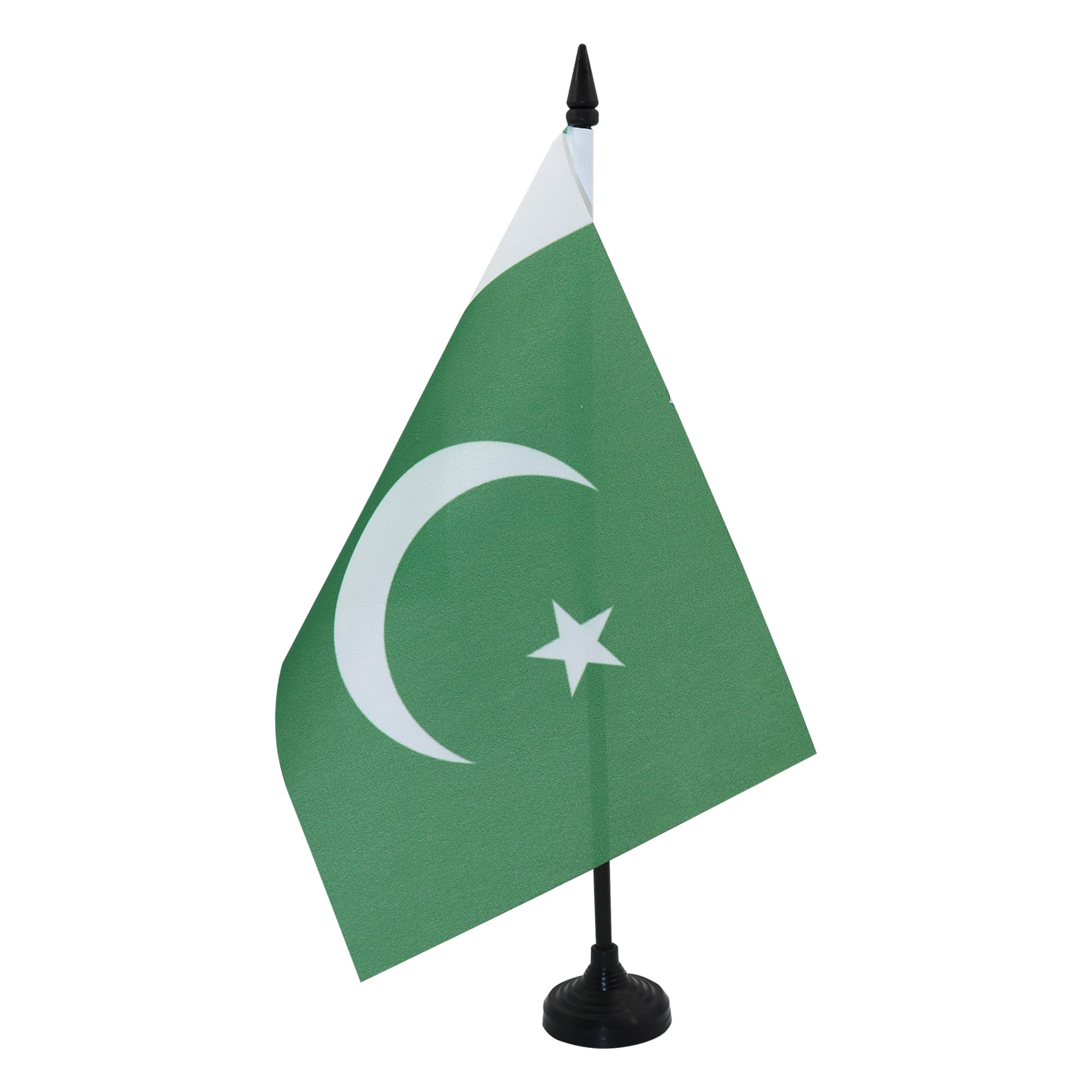 AZ FLAG Pakistan Table Flag 5'' x 8'' - Pakistani Office Decoration 100% Polyester 21 x 14 cm - Mini Desk Flag with Pole and Black Plastic Base