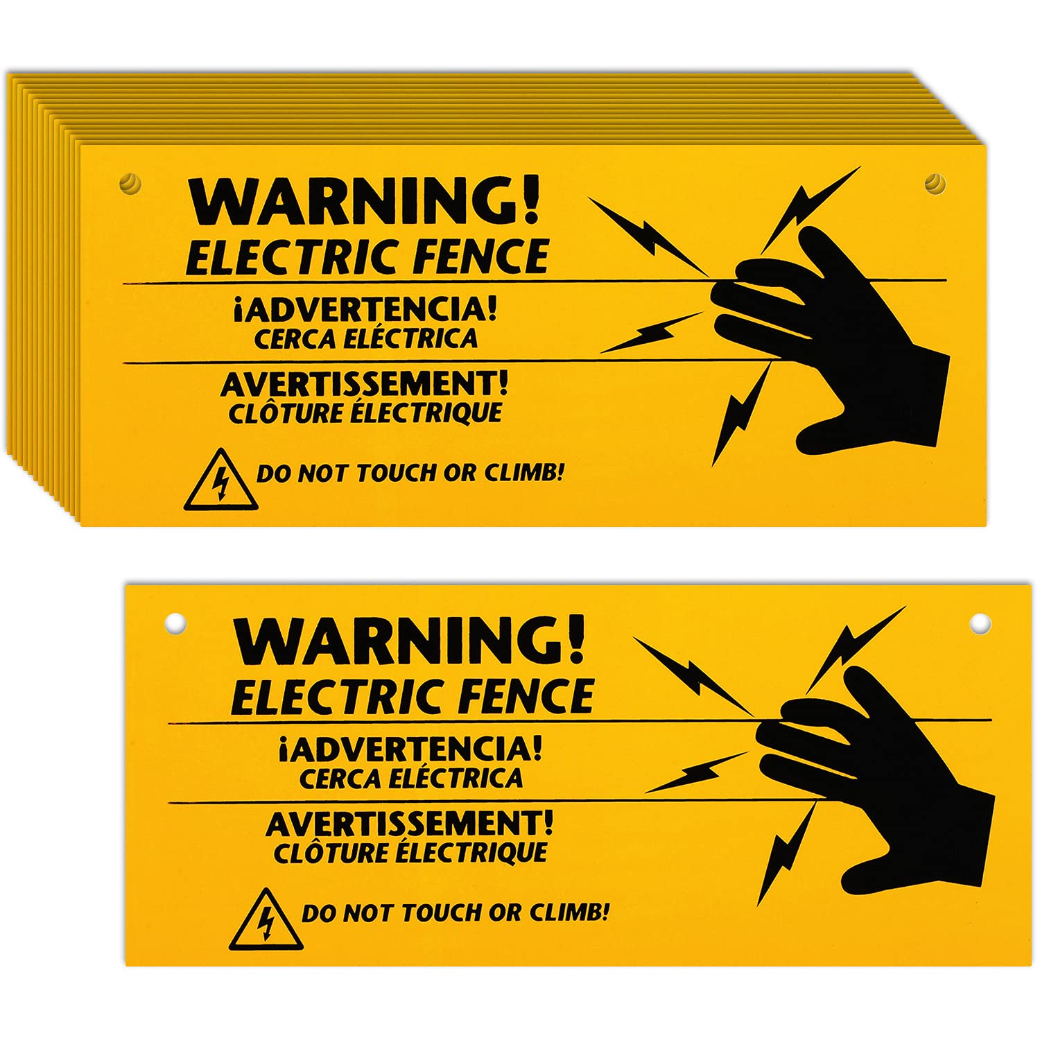 Blulu Electric Fence Warning Signs 10 x 4 Inch Plastic Electric Fence Safe Signs Caution Warning Sign for Danger Electric Fence Sign Farm Home (16 Pieces)
