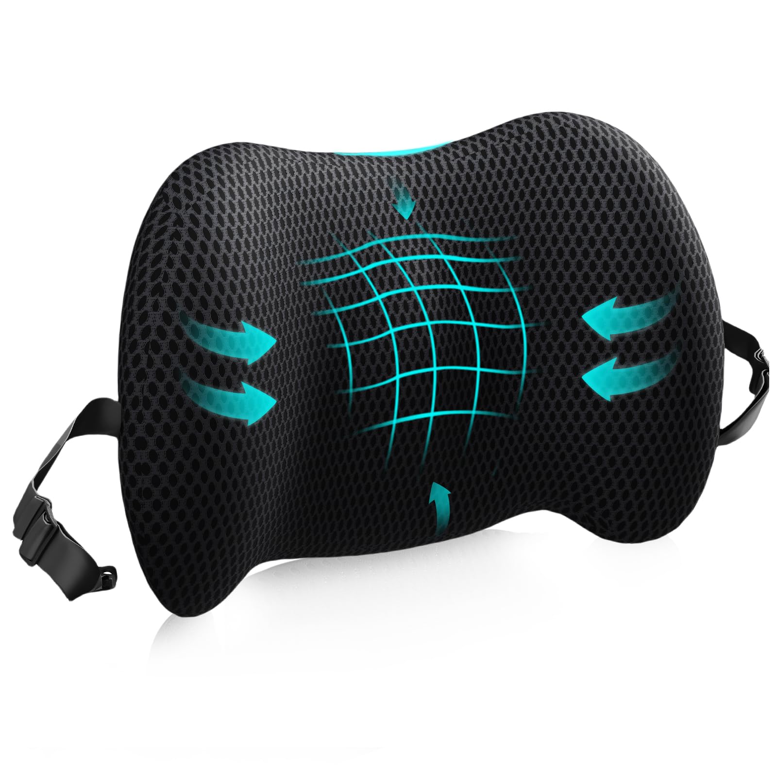 Photo 1 of Lumbar Support Pillow for Office Chair, Car Lumbar Pillow Lower Back Pain Relief, Memory Foam Back Cushion with 4D Mesh Cover and Adjustable Straps, Ergonomic Chair Back Pillow for Car,Bed, Gaming