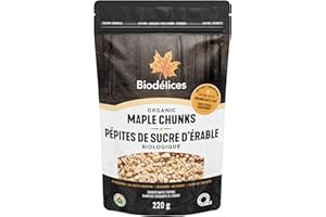 Biodelices - Organic Maple Sugar Chunks, 220g - Crunchy Maple Topping for Oatmeal, Yogurt, Ice Cream, Pancakes, Waffles, and 