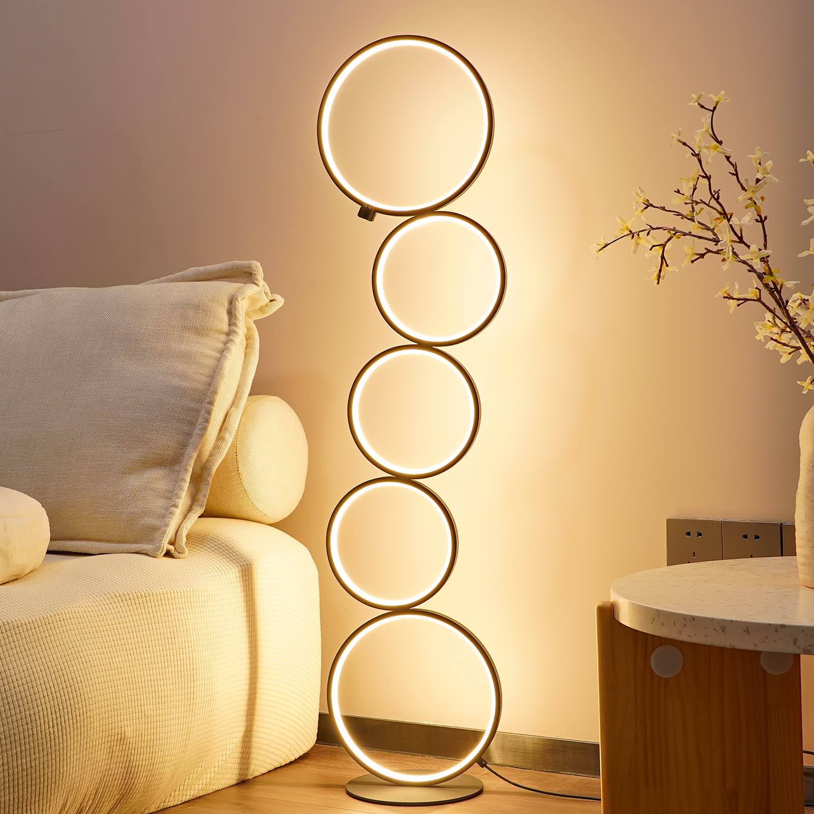 Photo 1 of **FOR PARTS ONLY**
NUÜR 43.3" Modern Floor Lamp, Ring Standing Lamp, Dimmable, Metallic Feel, Artistic Trendy Design, Energy-Saving, Touch Switch, Ideal for Home, Office, Eco-Friendly