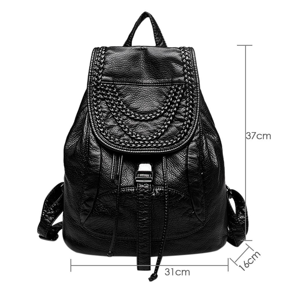 tomtopp washed pu leather backpacks women shoulder teenage girls casual travel bag