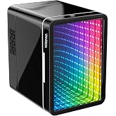 Mini Fridge 4 Liter/6 Cans, Mini Compact Refrigerator with Gaming Light | Cooler &amp; Warmer,110V AC/12V DC,Compact Small Refrigerator with Mirror Door,Energy Efficient &amp; Quiet,Portable for Bedroom Car