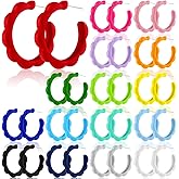 Sasylvia 16 Pairs Colored Hoop Earrings for Women Matte Colorful Hoop 80s Retro Neon Summer Drop Earrings