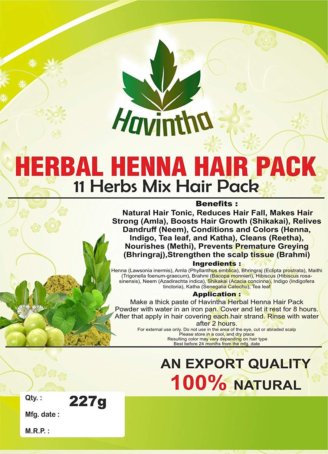 Natural Herbal Henna 11 Herbs Mix Hair Pack 8 oz, Product
