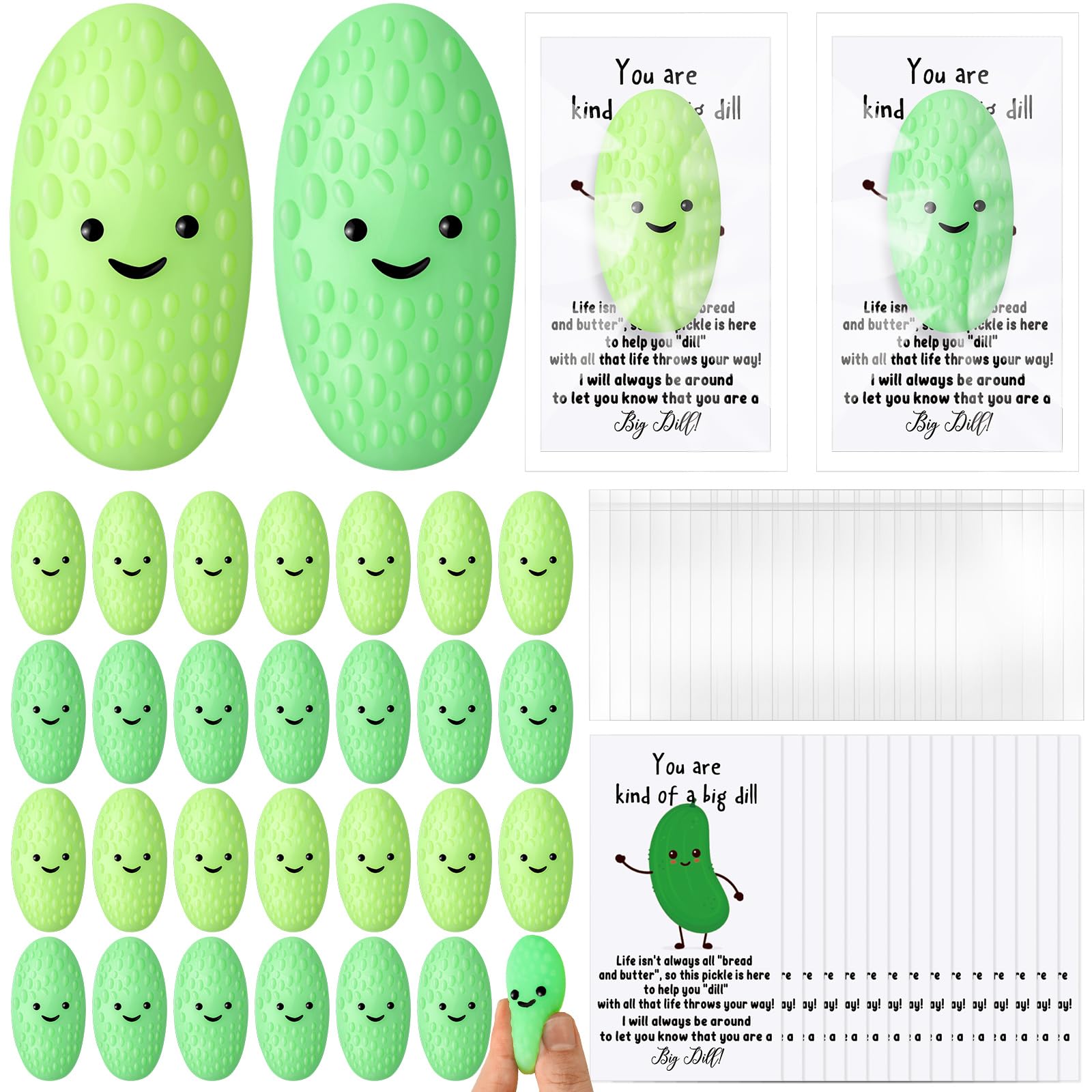 Photo 1 of HyDren 75 Set Pickle Stress Ball Gifts Bulk Cute Pickle Squeeze Mini Stress Relief Ball Employee Appreciation Gifts Inspirational Cards for Students Christmas (Cucumber)