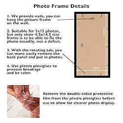 JCJMY 5x15 Black Picture Frame Set of 6, Horizontal
