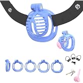 Resin-Embedded Men'sTraining Cage in Multiple Designs-USLZ62 (Blue, M2) | Featuring a Black Elastic Waistband and 4 Adjustable Rings