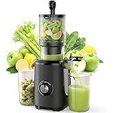 NEWBULIG Cold Press Juicer Machines for Vegetables &amp; Fruits, Black | Slow Masticating Juicer Machine with Reverse Function, 4.25" Feed Chute, Stops Oxidation and Easy to Clean