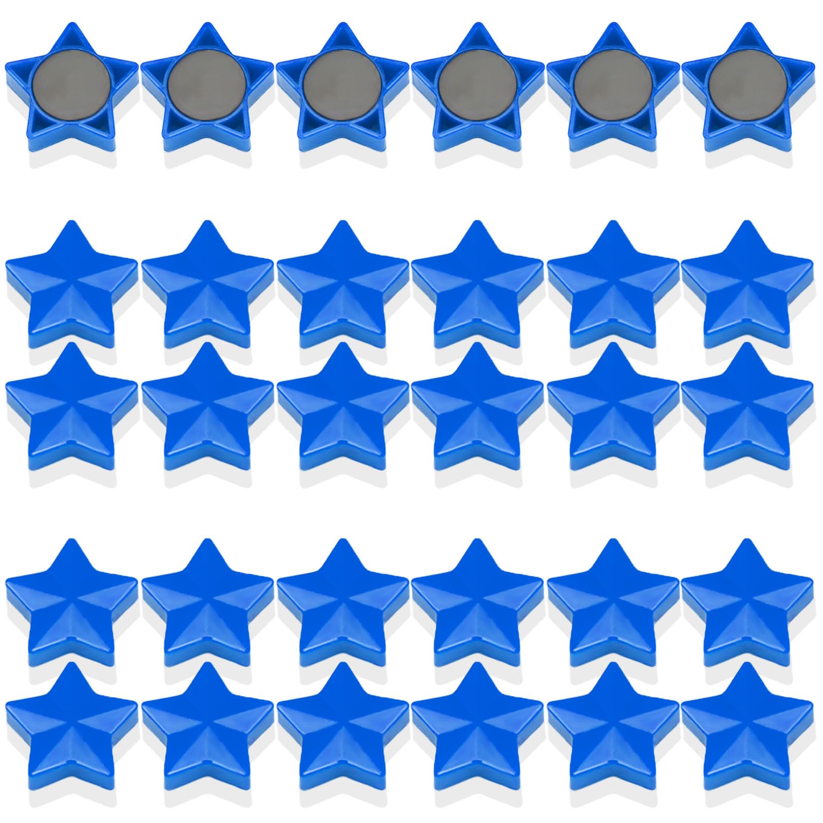 PYJLBX 30Pcs Fridge Magnets – Strong Mini Magnets for Whiteboard, Notice Board, Crafts – Heavy Duty Small Cute Magnets for Adults, Kitchen, Office, Home – Decorative Magnet Magnetic Dots (Star, Blue)