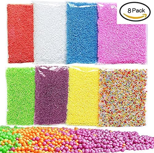 8 Pack Mini Slime Foam Balls,Colorful Foam Beads,for DIY Handicrafts,Homemade Clay, Can Fill Pillow or Sofa, Wedding Party Decorations