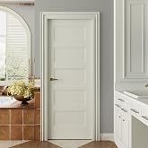 JUBEST 32"x80" 5-Panel White Primed Hollow Core Interior Molded Door Slab | Smooth Surface, Ready-to-Paint, NOT Pre-drilled, Boring Required, NO Hardware and Hinges, Interior Door for Pantry, Laundry