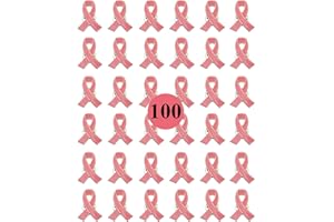 MEUUT 50/100 Pack Breast Cancer Awareness Lapel Pins Pink Hope Ribbon Brooch for Women Girls, Charity Public and Social Event