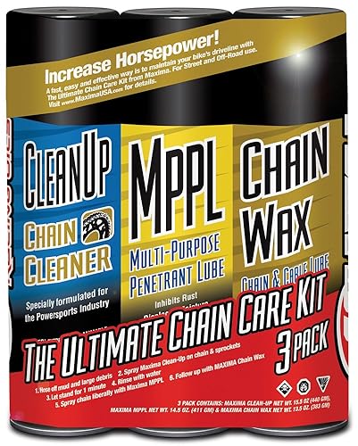 Maxima 70-749203-3pk Chain Wax Ultimate Chain Care Aerosol Kit combinado