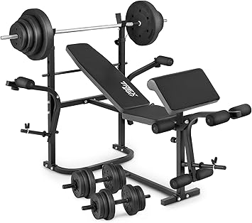 Men's health folding bench & preacher with 50kg weights amazon Clearance