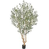 Nafresh Majestic Faux Olive Tree 7 feet – Artificial Olive Tree Indoor & Outdoor with Lifelike Leaves & Textured Branches for Living Room, Office, Entryway,Patio