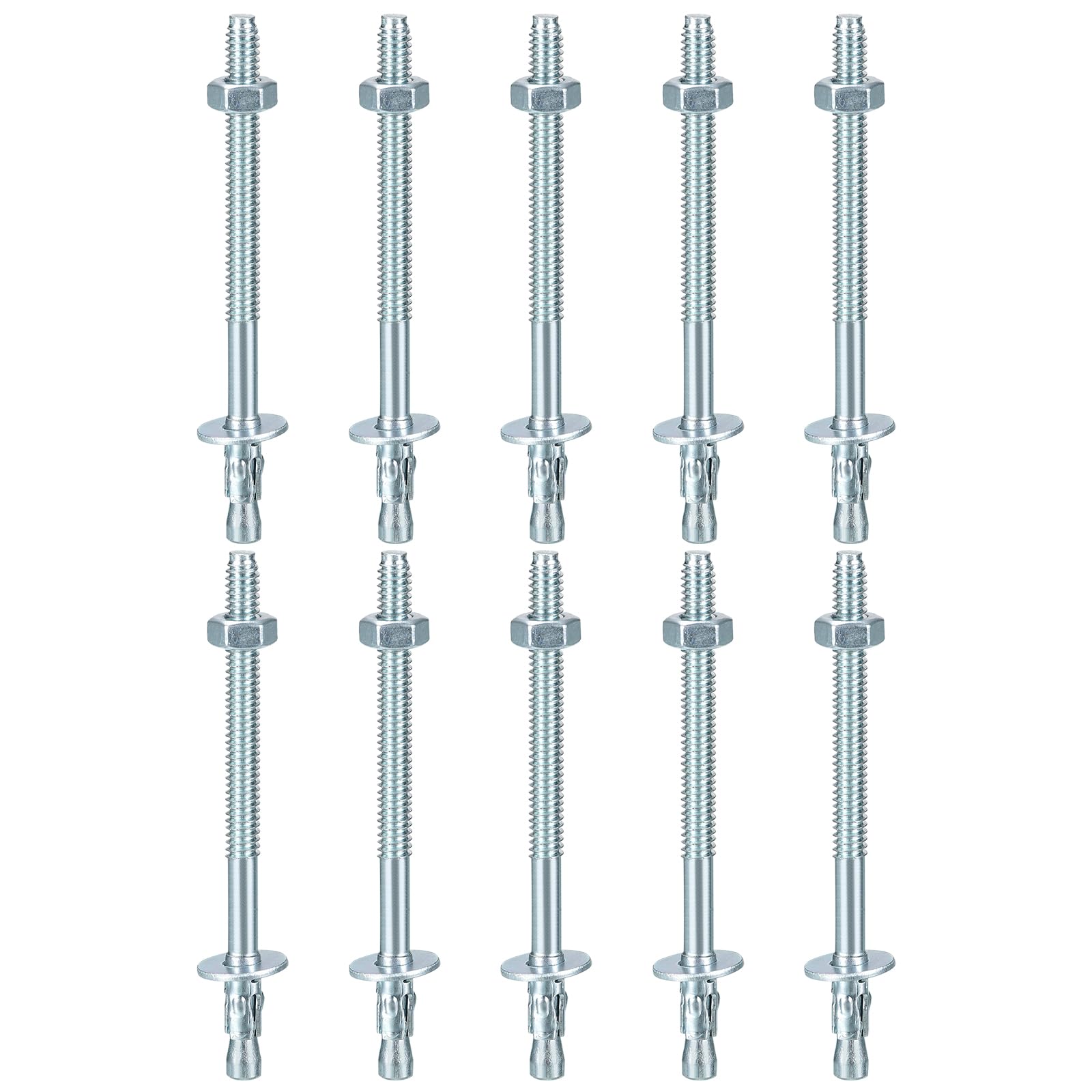 DTGN 1/4" x 3-3/4" Wedge Anchors - 10Pack - Good for Cement and Concrete Wall - Carbon Steel Zinc Plated Screw Bolt Nut Expansion Tube Fasteners