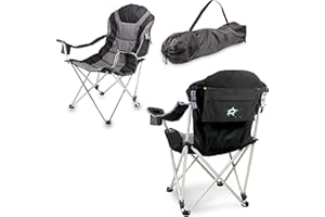 PICNIC TIME NHL Toronto Maple Leafs Reclining Camp Chair, Beach Chair for Adults, Sports Chair with Carry Bag, (Black with Gray Accents)