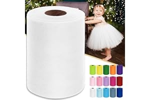 LUCEINVITA White Tulle Fabric Roll 6 Inch by 100 Yards (300 feet) Sheer Tulle Ribbon for Christmas Gift Wrapping Tutu Skirt Wedding Baby Shower Party Decorations DIY Crafts