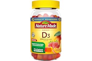 Nature Made Vitamin D3 2000 IU Per Serving Gummies, Bone, Teeth, Muscle and Immune Health Support, 75 Day Supply, 150 Vitamin D Gummies for Adults