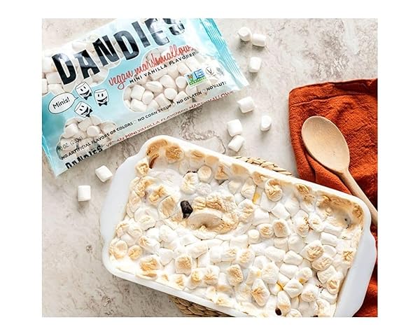 DANDIES VEGAN MINI MARSHMALLOWS, NO ARTIFICIAL FLAVORS, COLORS, CORN SYRUP, OR GELATIN, PERFECT FOR ROASTING, S’MORES, OR SNACKING (1 PACK)