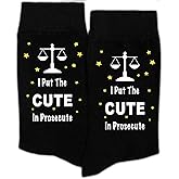 GRXXPIP I Put The Cute in Prosecute Socks–Funny Prosecutor Socks for Lawyers & Attorneys, Gift for Law Students, District Attorneys, Graduation, Birthday or Christmas Gifts.(140)