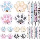 Affrolling 24 Pcs Vet Tech Ballpoint Pens Veterinary Sticky Notes Set Cute Paw Print Veterinary Receptionist Supplies Bulk for Coworker Assistants Receptionist Students Accessories Office School Gifts
